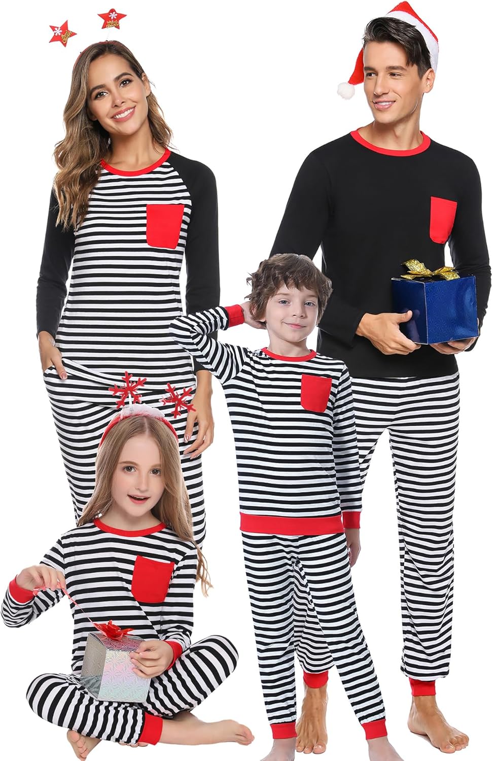 iClosam Matching Family Pajamas Set Striped Christmas Pajamas Sleepwear Dad Mom...