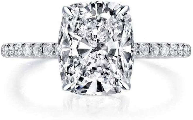 Bo.Dream Cushion Cut 3ct Cubic Zirconia CZ Platinum Plated Sterling Silver Engag...