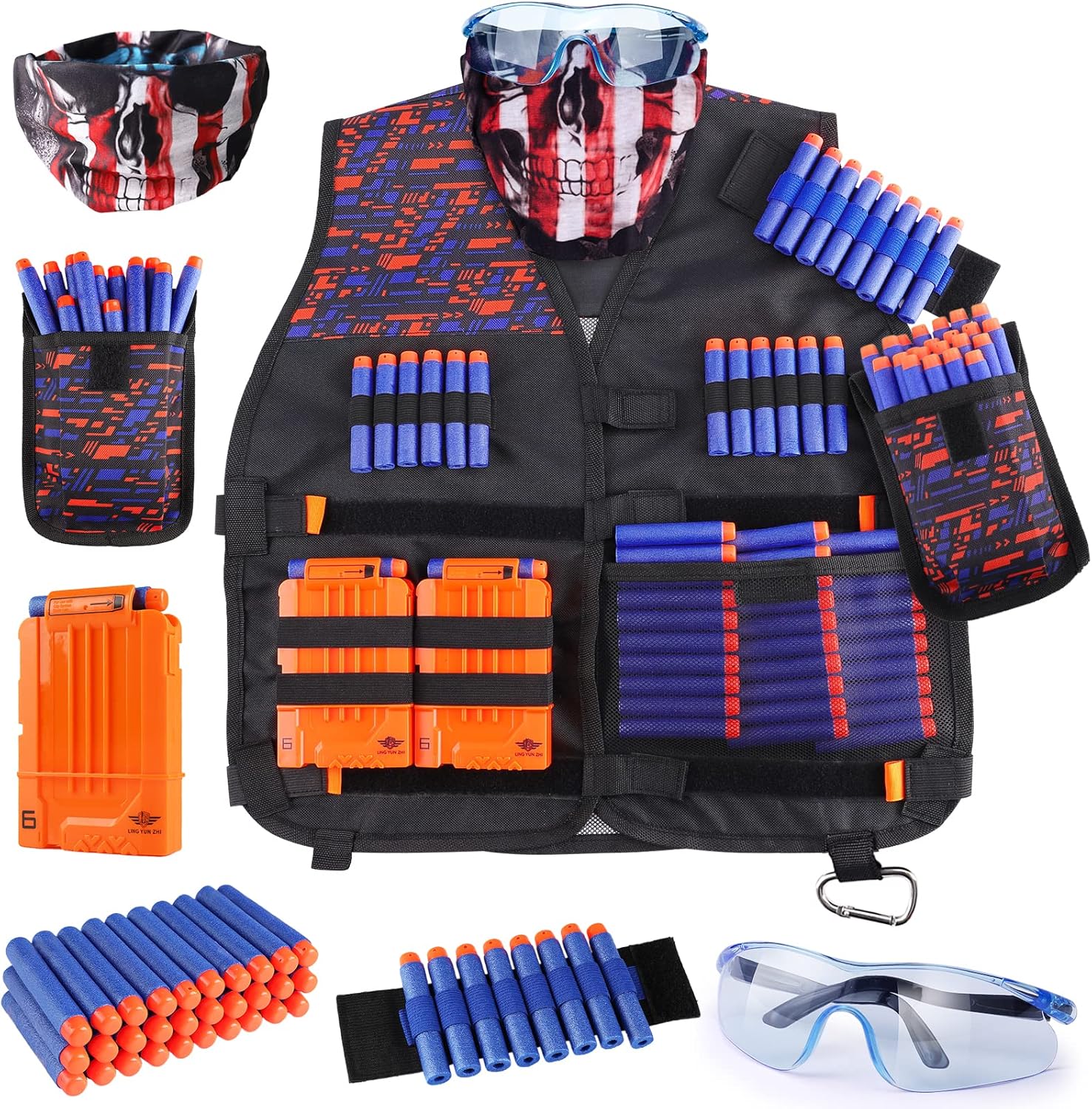 UWANTME Kids Tactical Vest Kit for Nerf Guns Elite Series with Refill Darts,Tact...