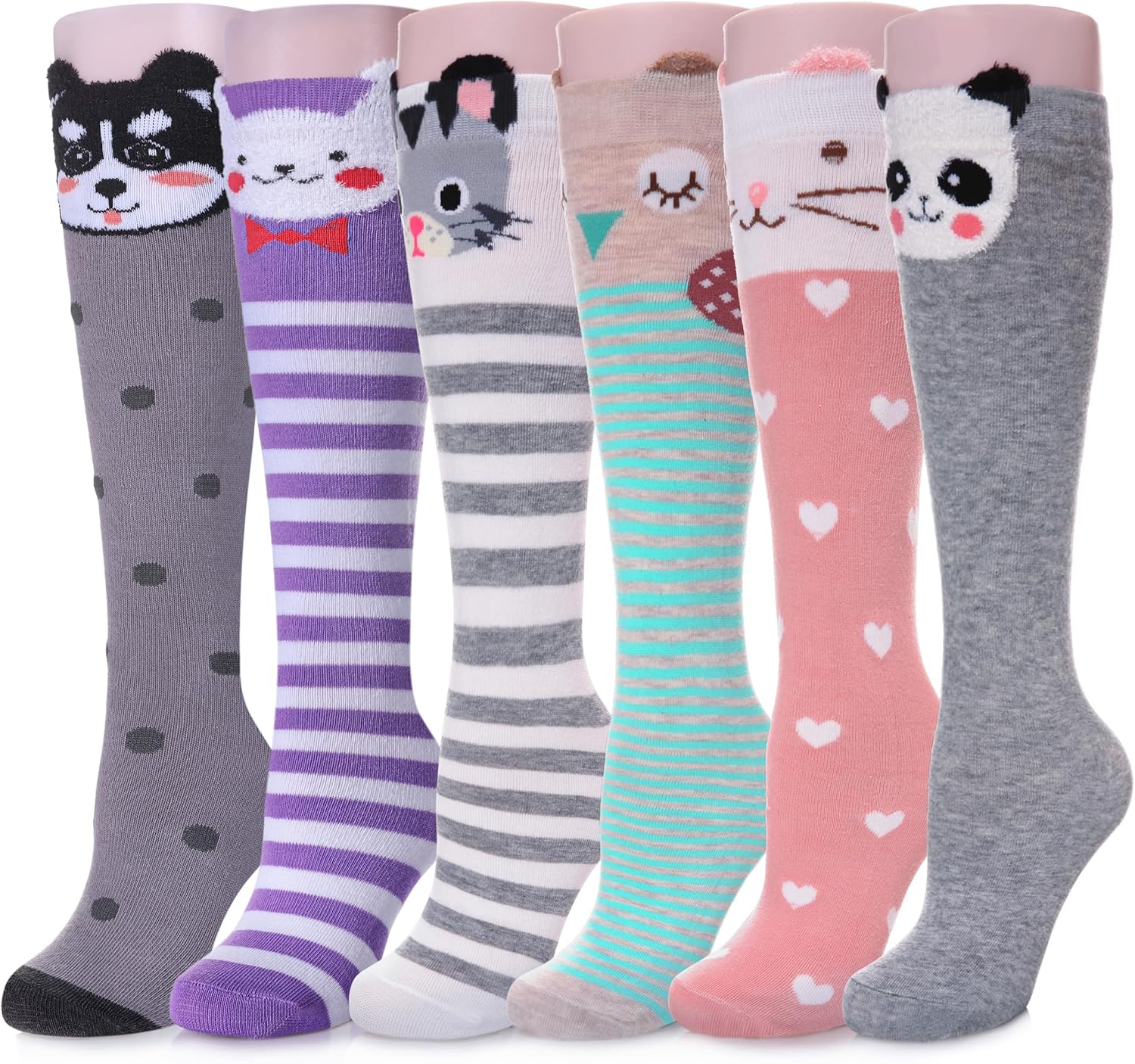 Color City Girls Knee High Socks Kids Long Boot Socks Cozy Fun Animal Warm Cotto...