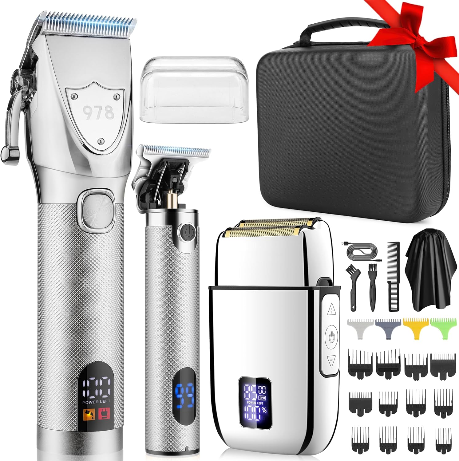 Lanumi Professional Hair Clippers Electric Razor Shavers Men 3 Piece Set Recharg...
