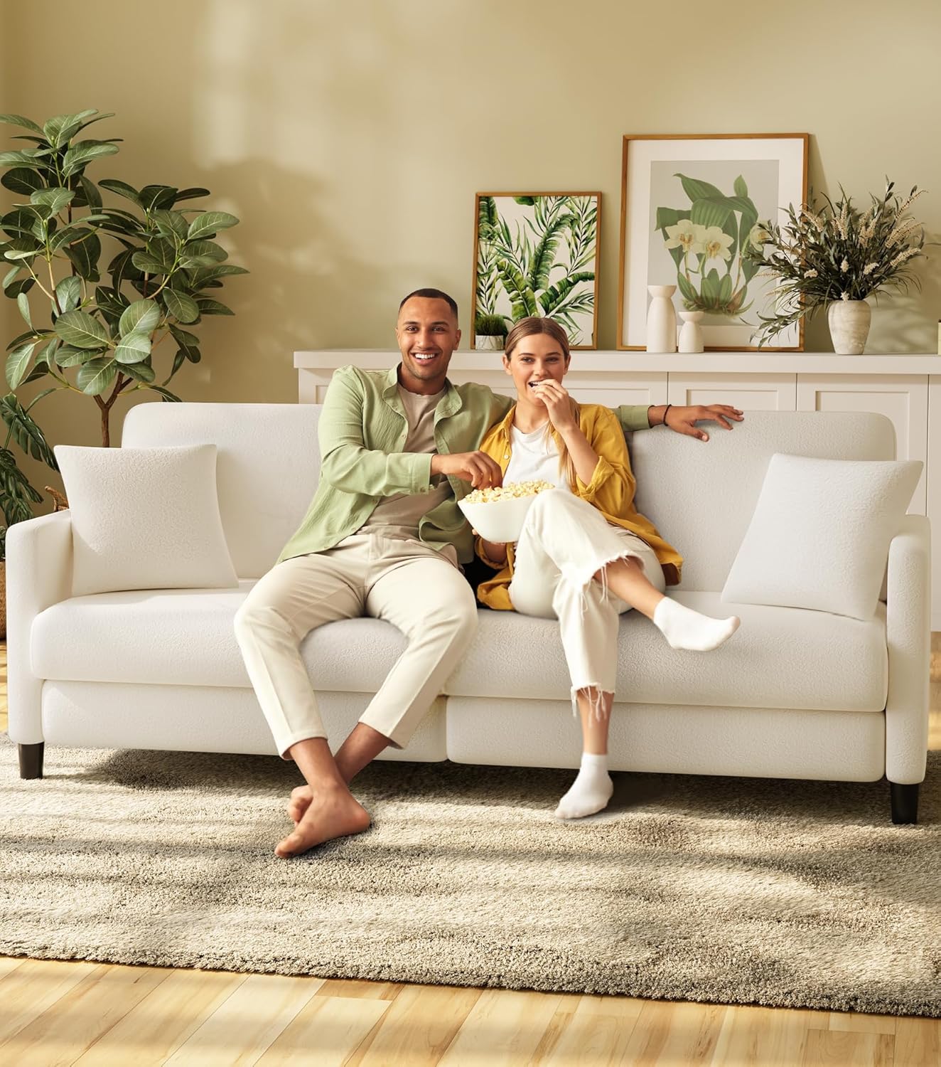 83" Sofas for Living Room, Comfy Love Seat Couches, Teddy Fleece Loveseat Sofa,...
