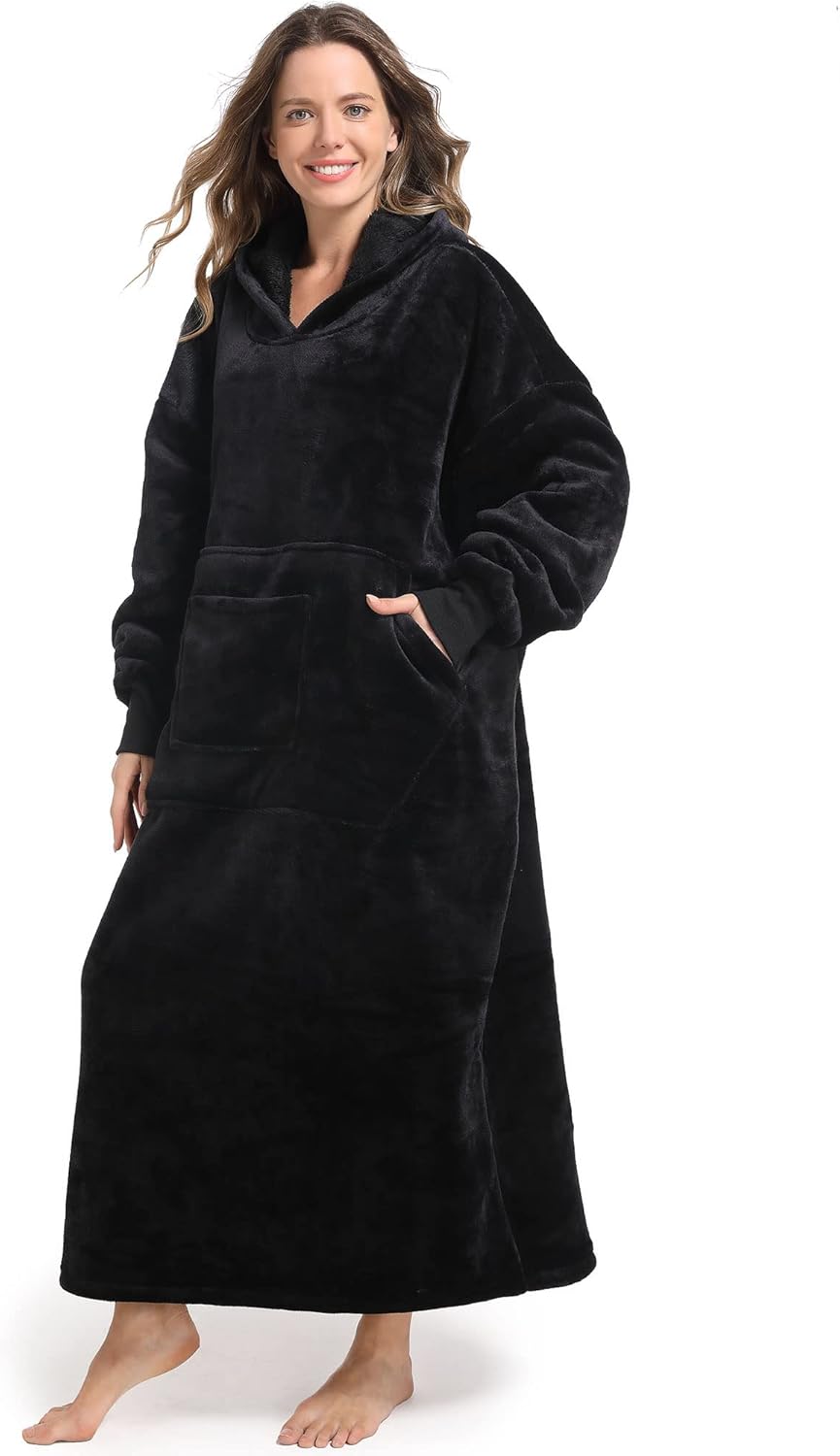 FUSSEDA Oversized Wearable Blanket Sweatshirt, Thick Warm Fleece Cozy Sherpa Hoo...