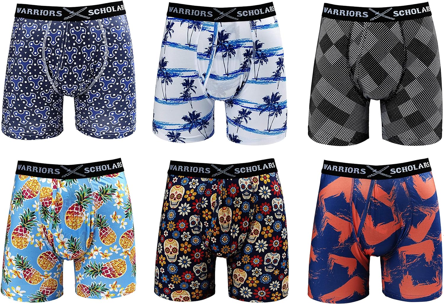 Warriors & Scholars | Mens Boxer Briefs | Boxer Briefs for Men Pack of 6 | Mens...