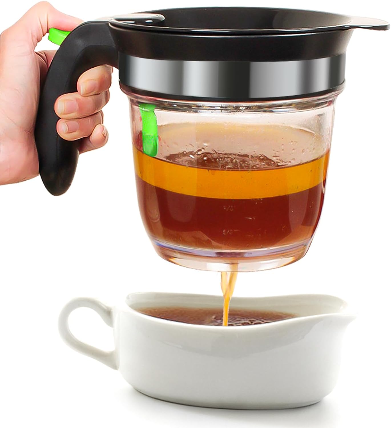 Fat Separator With Bottom Release, 4 Cup Gravy Separator for Cooking with Oil St...