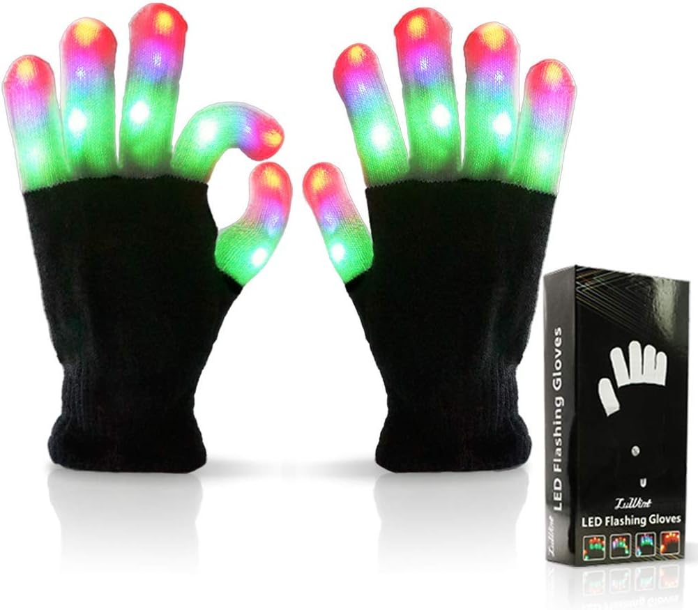 Luwint Led Gloves Fun Toys Kids 8-15+, 6 Flashing Modes, Teen Boys Girls Gifts f...