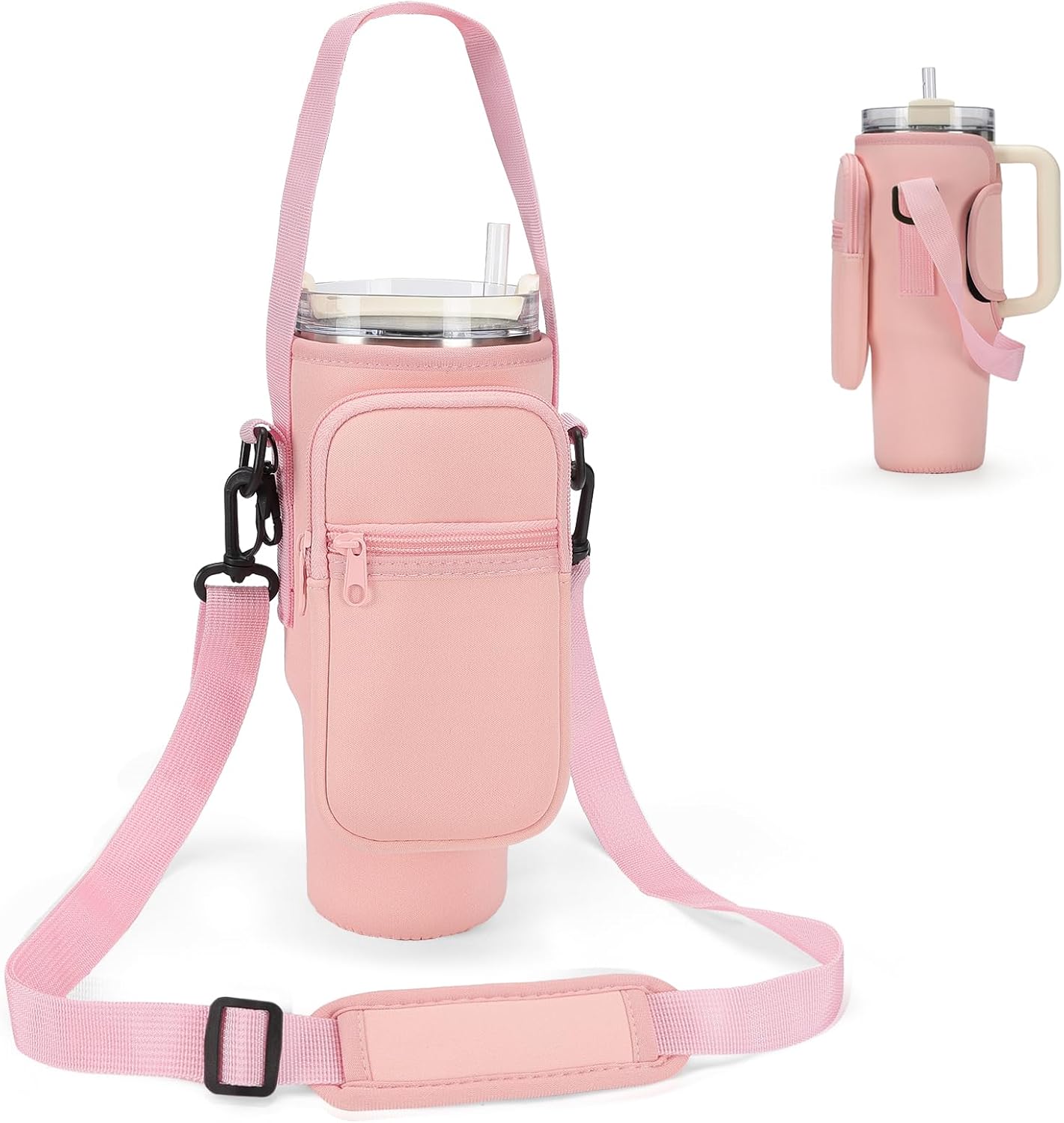 Water Bottle Carrier Bag for Stanley 40/30 oz Tumbler with Phone Pocket Water Bo...
