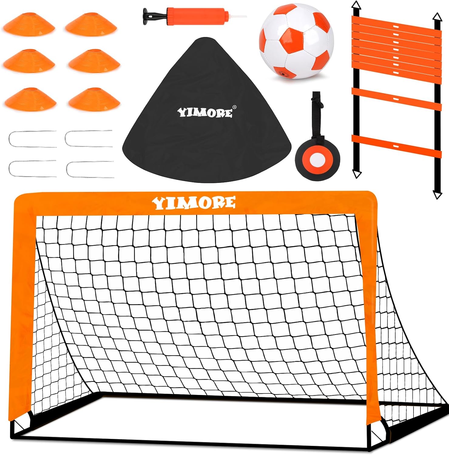Football Goal Set with Football Training Equipment for Kids, Foldable Football N...