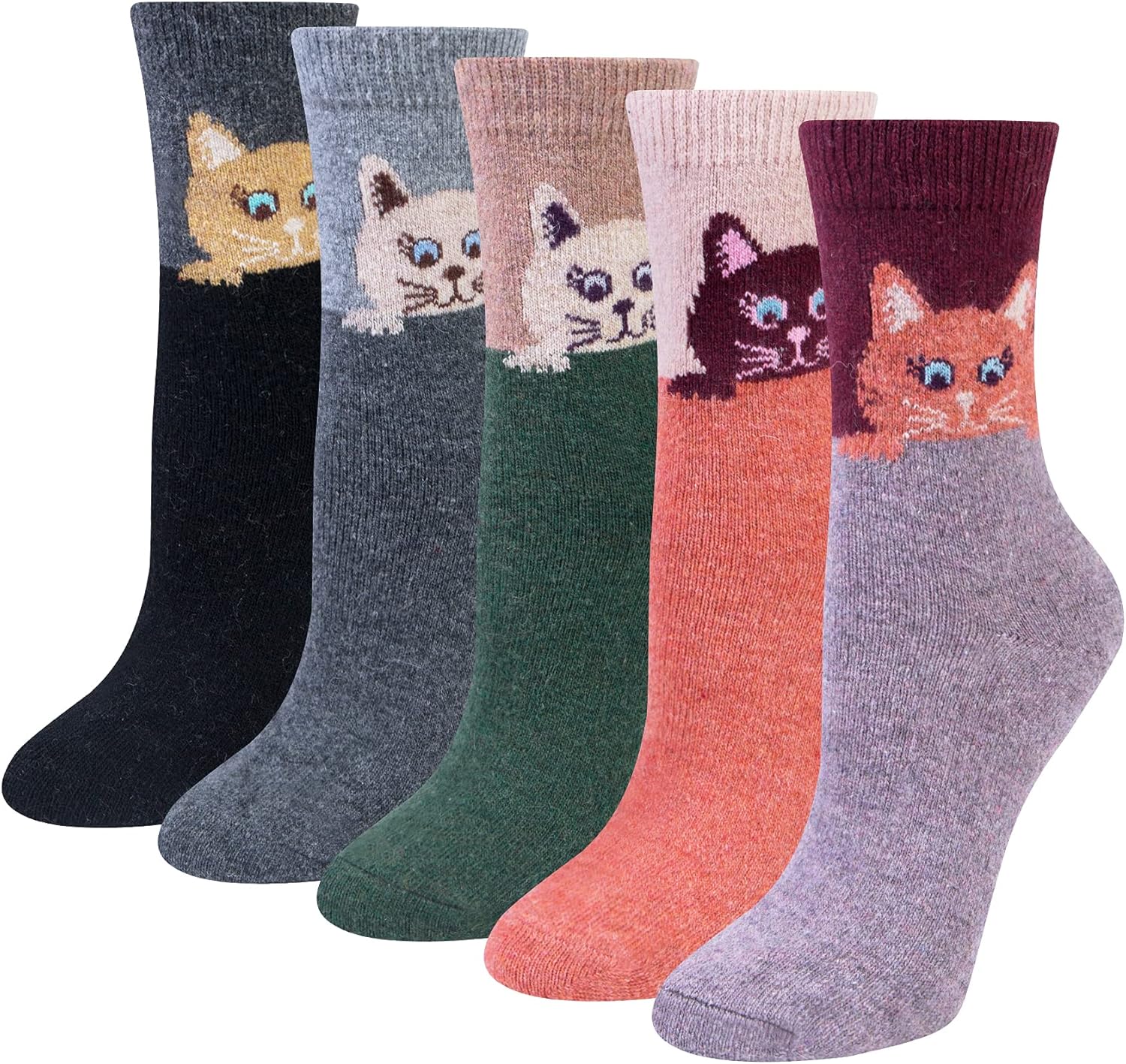 Chalier Cozy Women Winter Merino Wool Socks Ladies Thermal Vintage Wool Socks Th...