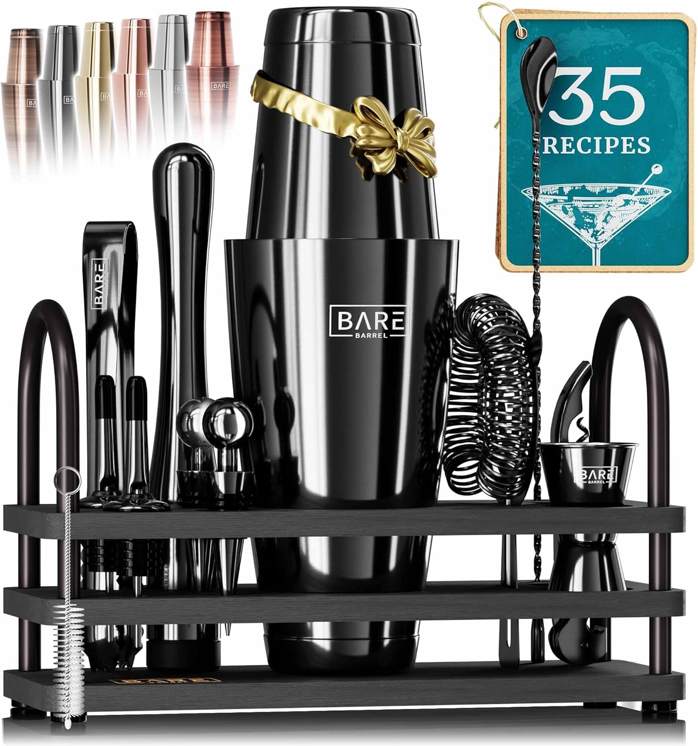 BARE BARREL® Mixology Bartender Kit Bar Set | 14-Piece Cocktail Shaker Set | Mar...