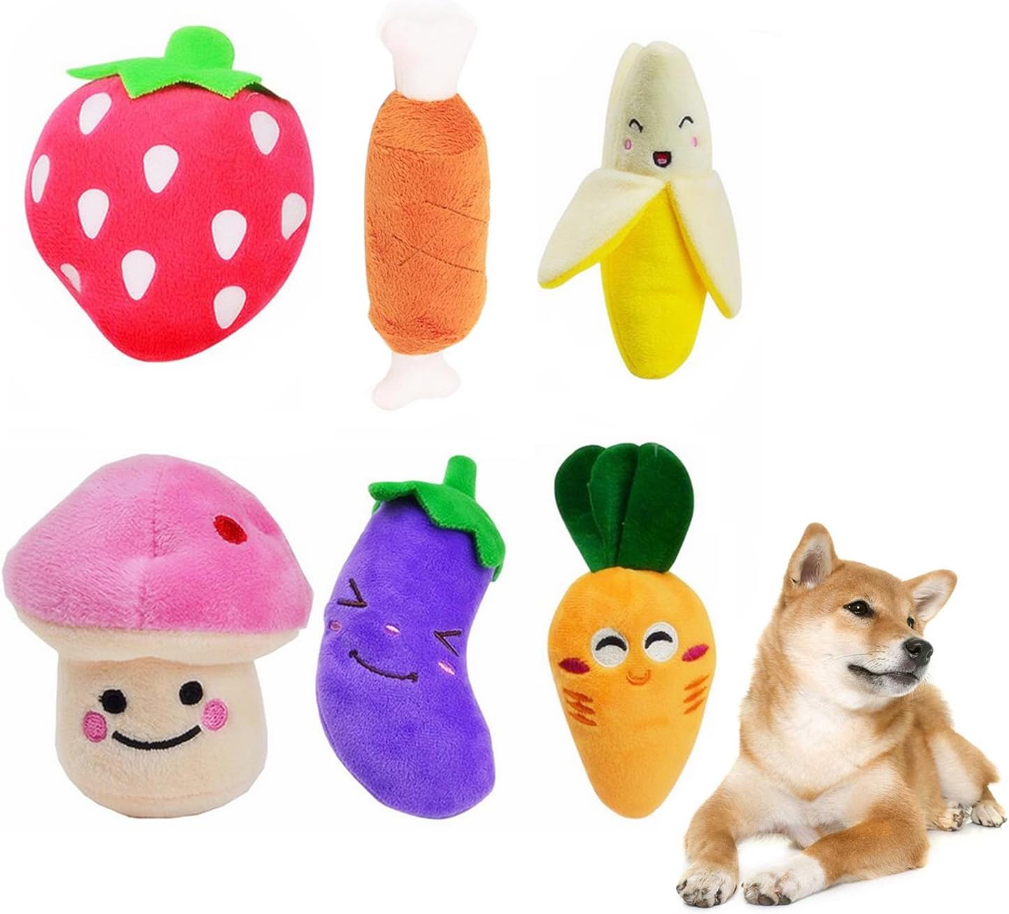 Emwel Small Dog Toys Squeaky Dog Toys Pets Squeaky Toy, 6 PCs Plush Puppy Toys f...