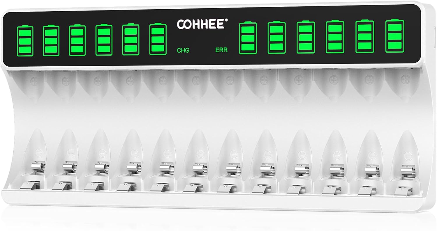 OOHHEE Intelligent Battery Charger, Large LCD Screen Battery Charger, for NI-MH/...