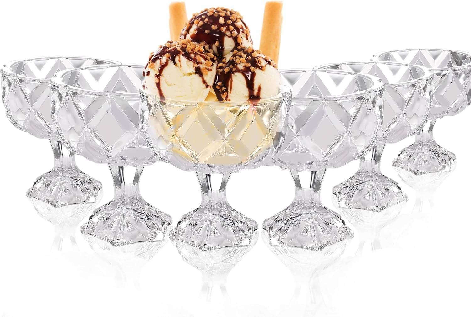 HAADI Glass Dessert Cups Set of 6 Sundae Dishes Trifle Bowl Prawn Cocktail Glass...