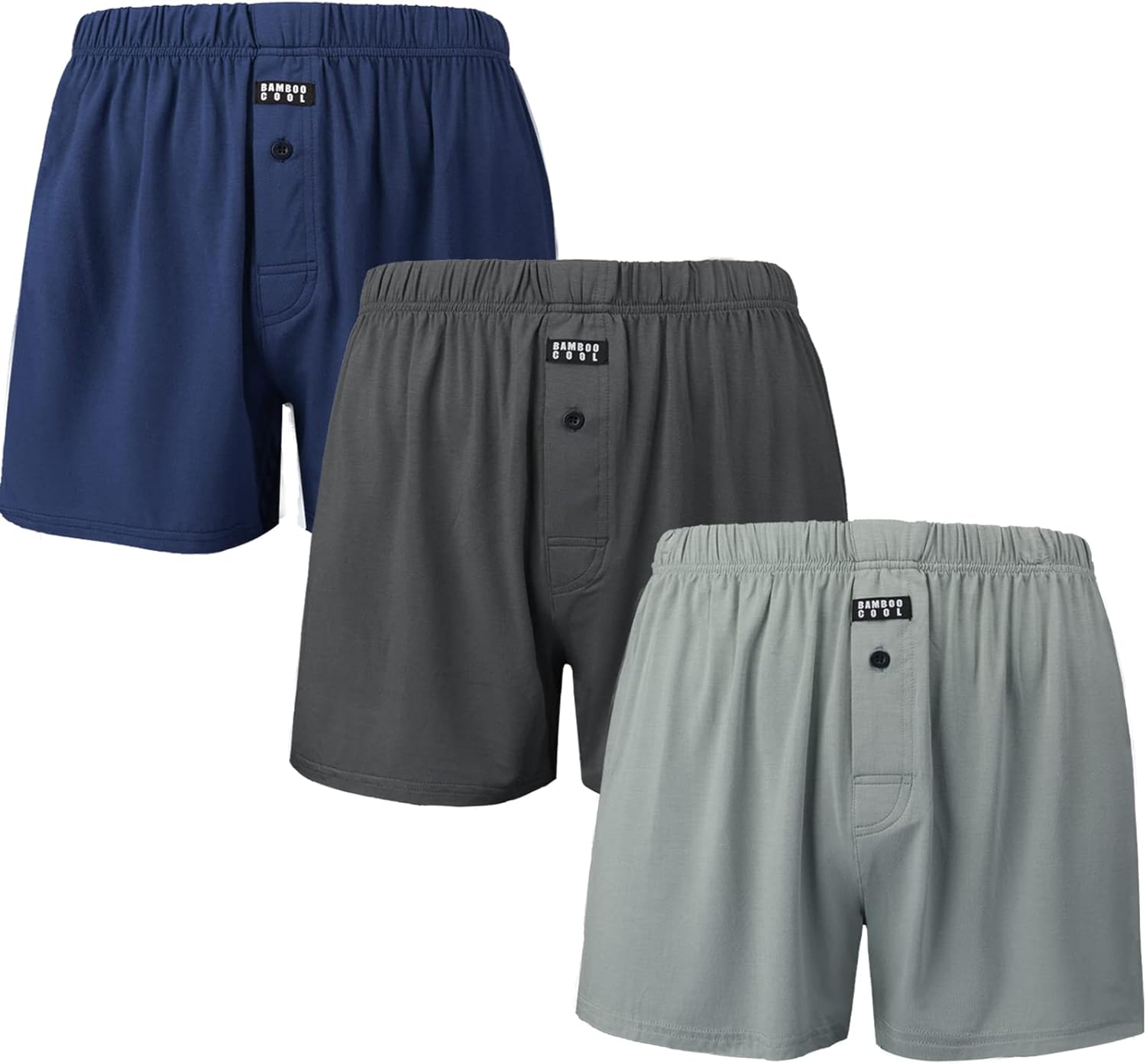 BAMBOO COOL Men's Boxers Underwear Boxer Shorts for Men Classic Lounge Loose Str...