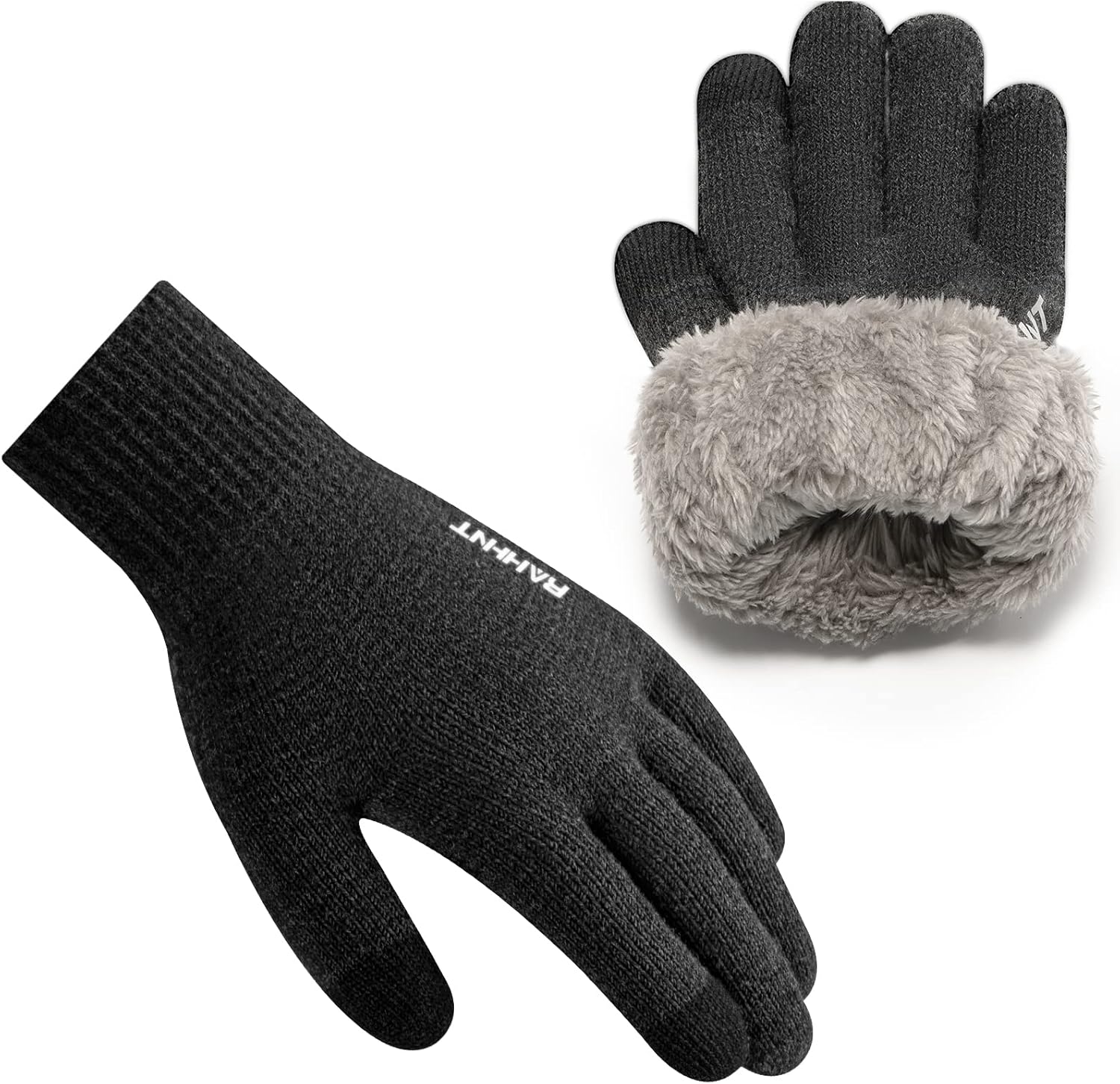 Rahhint Wool Winter Gloves Men Women Fleece lined Knit Gloves with Touchscreen F...