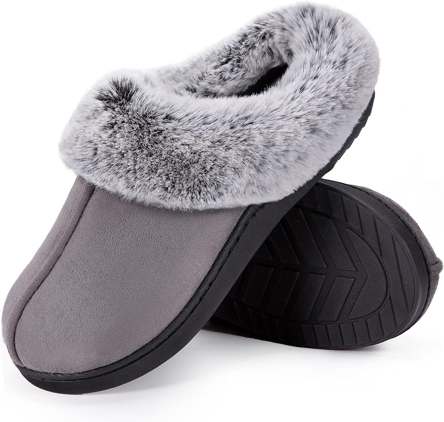 HomeTop Women's Classic Microsuede Memory Foam Slippers Durable Rubber Sole with...