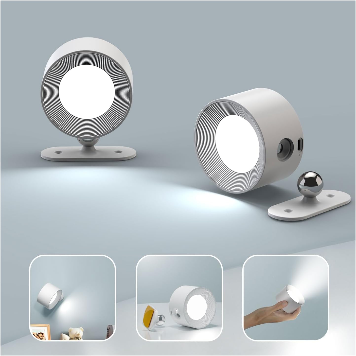 Coollamp LED Wall Light, 2Pack Wall Lamp with 3 Color Modes 3 Brightness Levels...