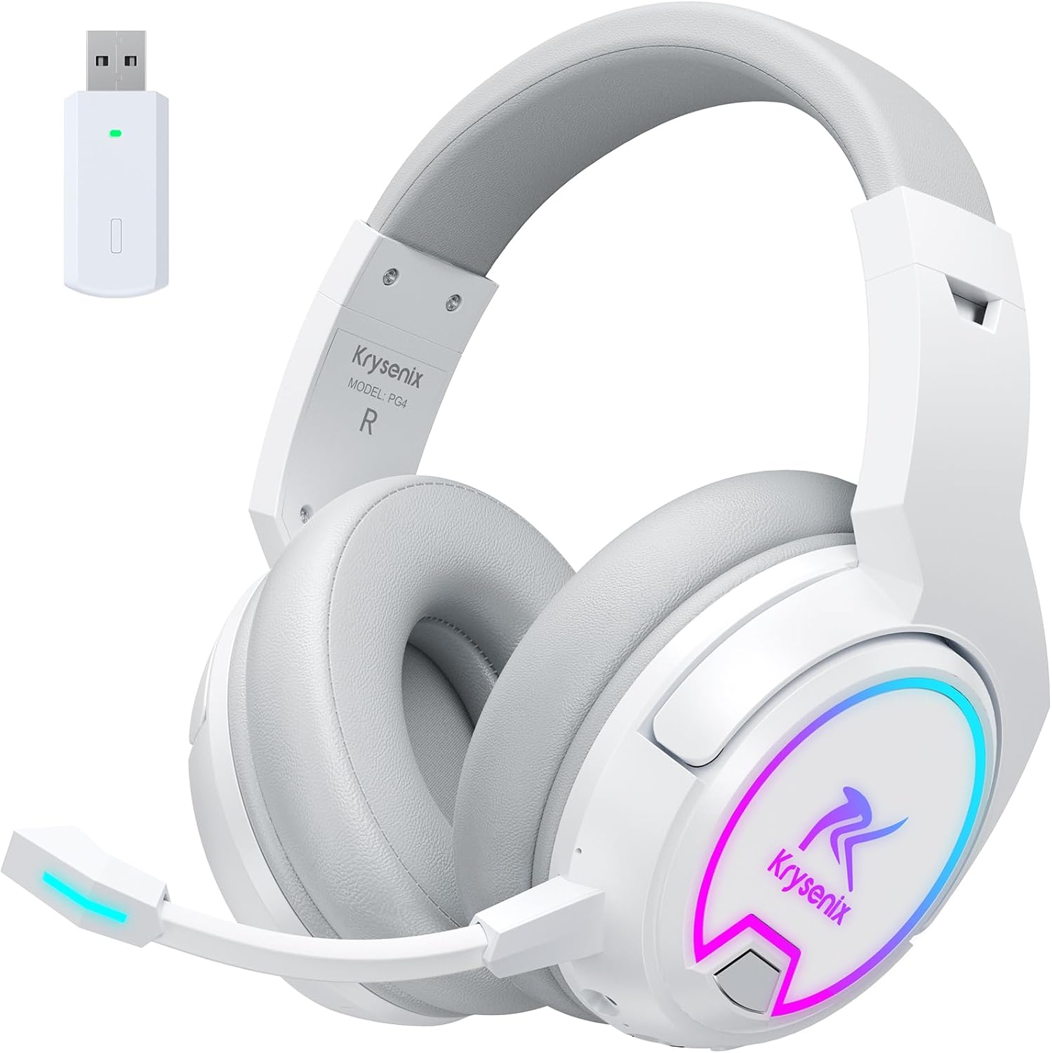 Krysenix PG4 RGB Wireless Gaming Headset for PS4, PS5, PC - 2.4GHz 7.1 Surround...