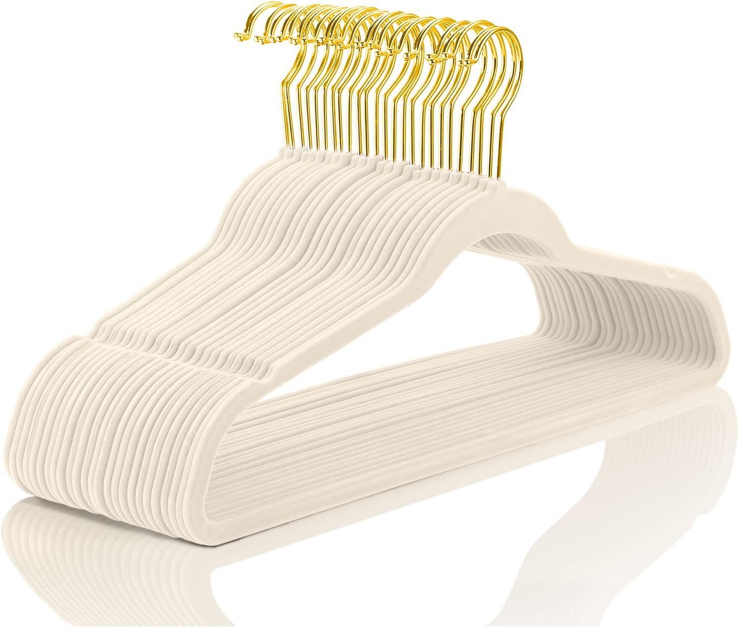MIZGI Premium Velvet Hangers Pack 50 Pcs Heavyduty - Non Slip Slimline - Velvet...