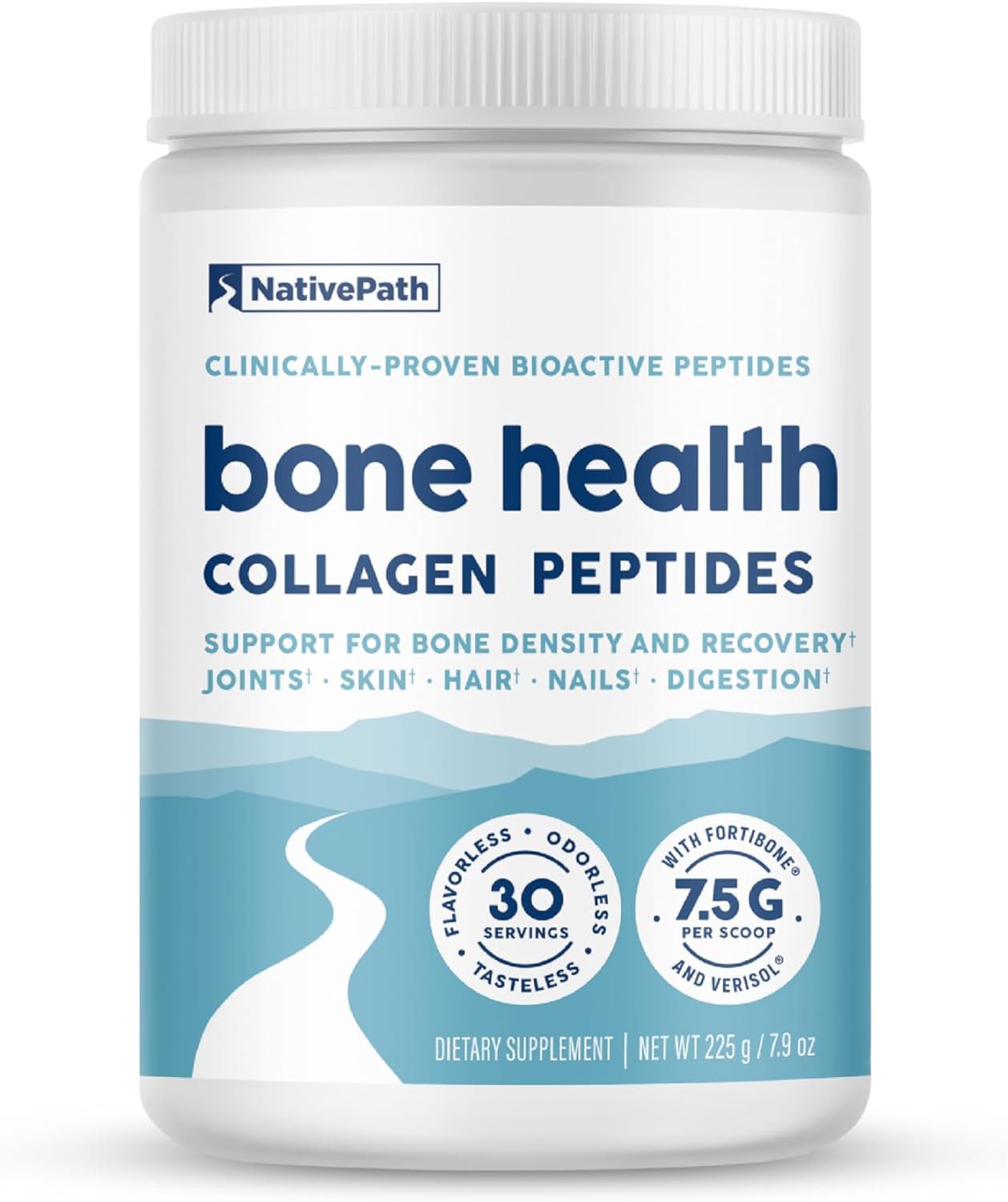 NativePath Bone Health Collagen Peptides, Type 1 & 3 Peptides, with Fortibone an...