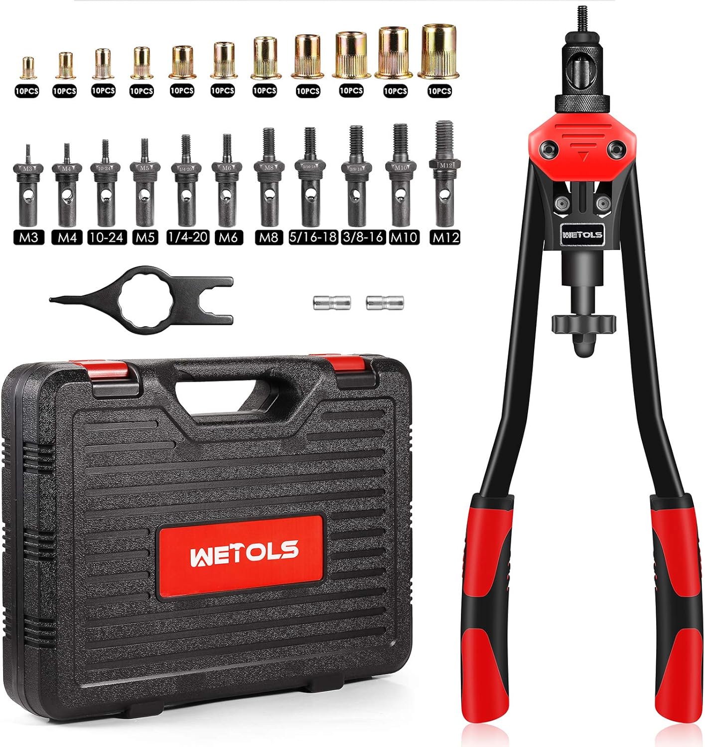 WETOLS 16" Rivet Nut Tool, Professional Rivet Nut Tool Kit with 11 Metric & Inch...