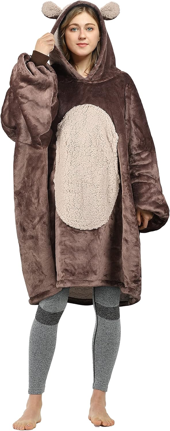 Catalonia Oversized Blanket Hoodie Sweatshirt, Comfortable Wearable Sherpa Pullo...