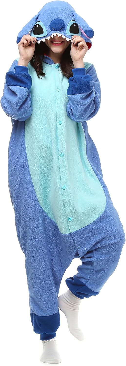 Wishliker Adult Onesie Animal Pajamas Halloween Cosplay Costumes Party Wear Blue...