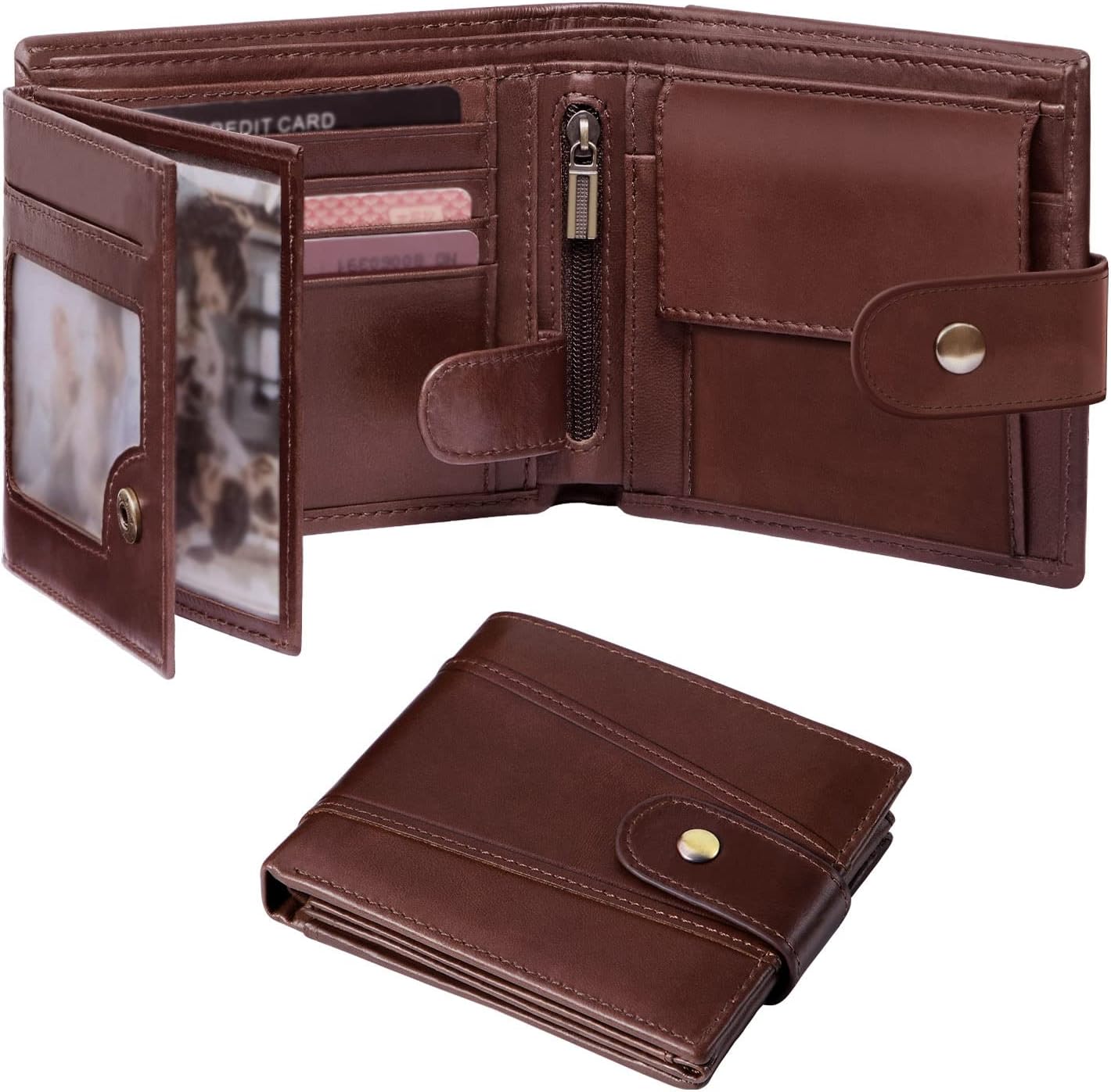 GSG Men's Wallets Cowhide Leather Multi-Functional RFID Blocking Wallet with 17...