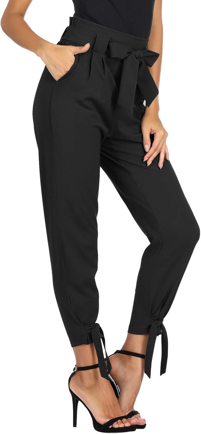 GRACE KARIN Womens Casual High Waist Pencil Pants with Pockets Bow-Knot Cropped...