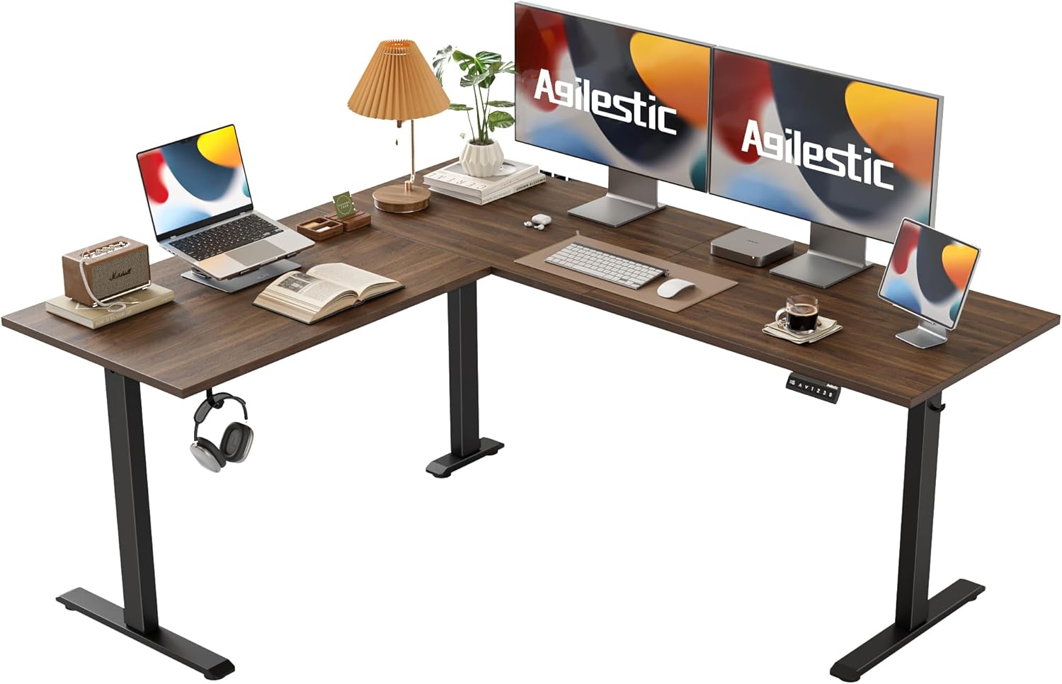 L Shaped Standing Desk Adjustable Height, Electric Corner Standing Desk, 63 x 55...