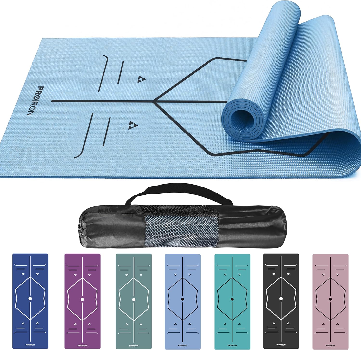 PROIRON Yoga Mat with Premium Alignment - Extra Yoga Bag Included - Comfort Eco...