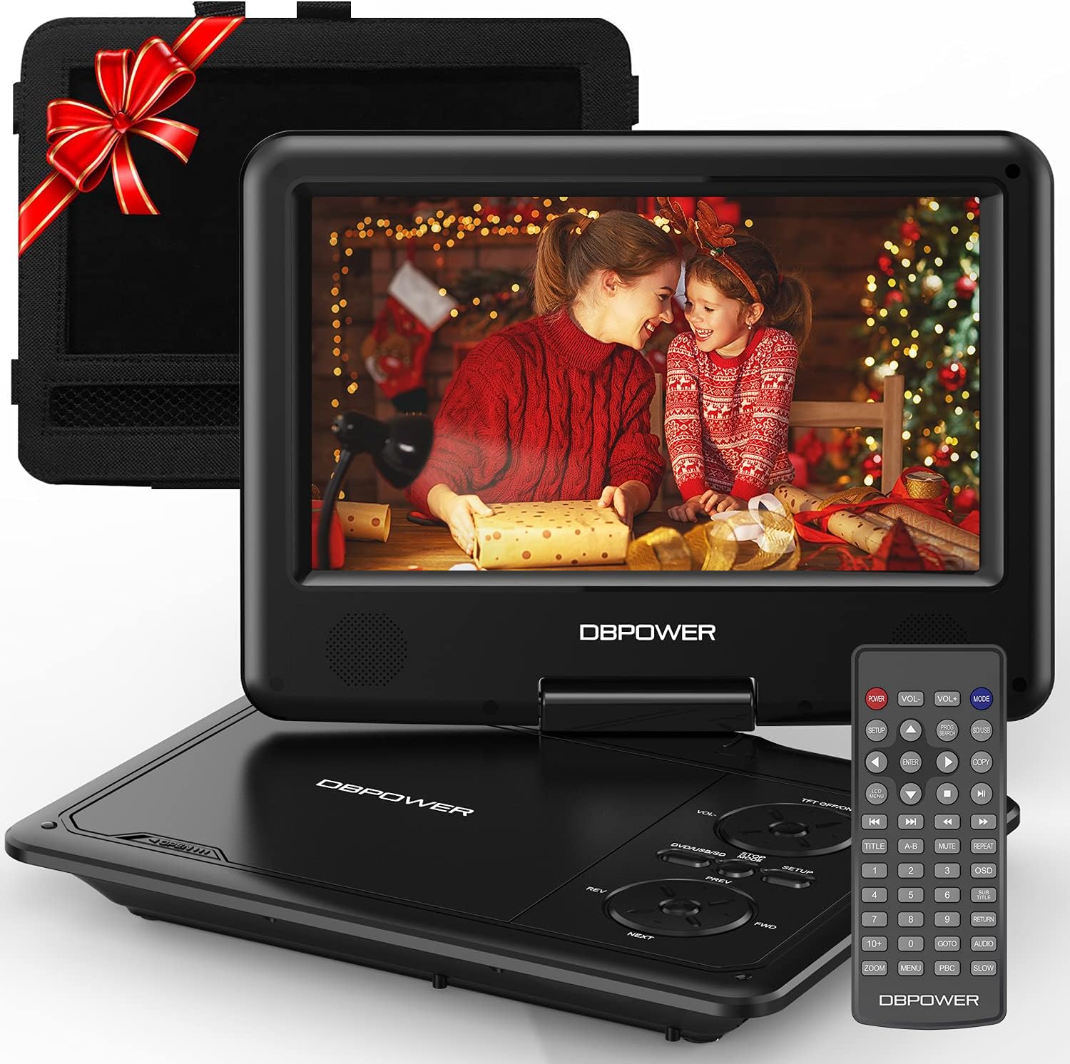 DBPOWER 11.5" Portable DVD Player, 5-Hour Built-in Rechargeable Battery, 9" Swiv...