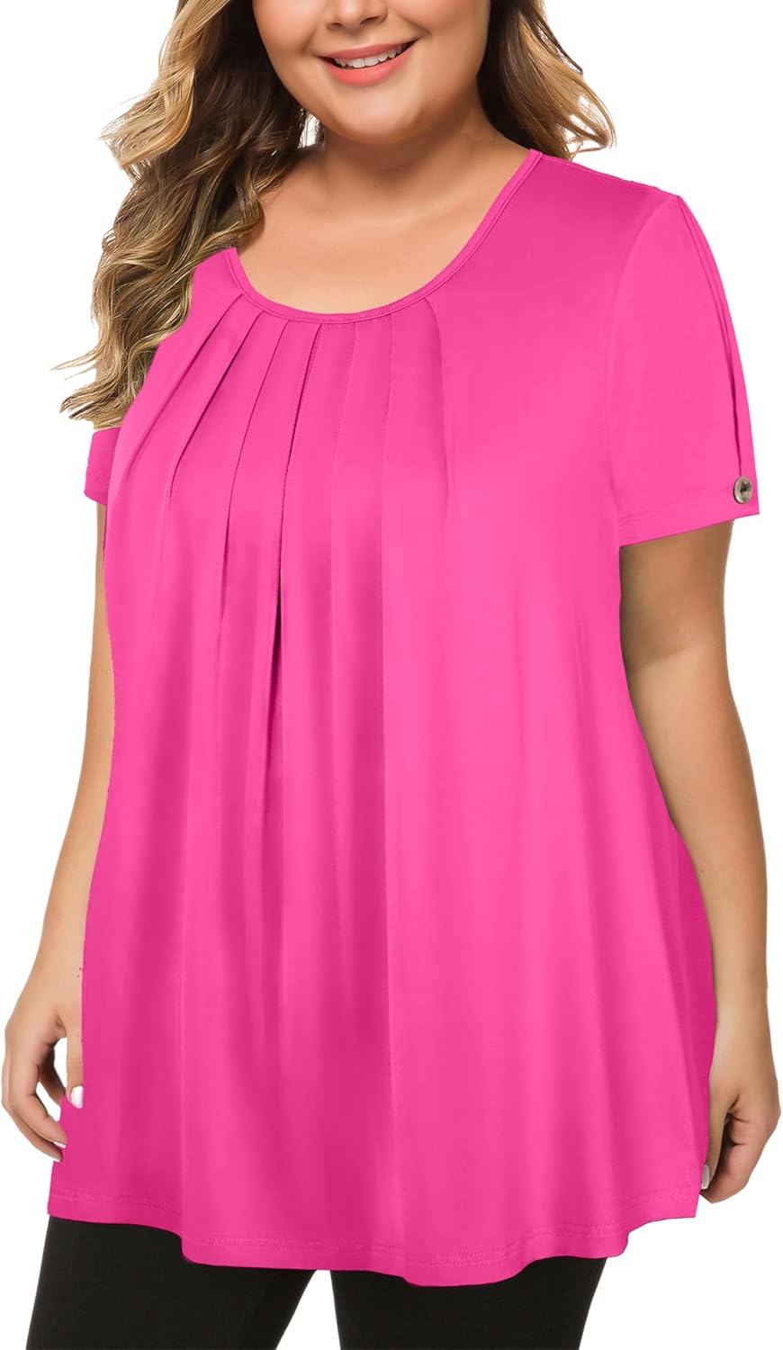 MANER Women's Plus Size Tops Short Sleeve Flowy Shirts Casual Blouses Tunic Tops...