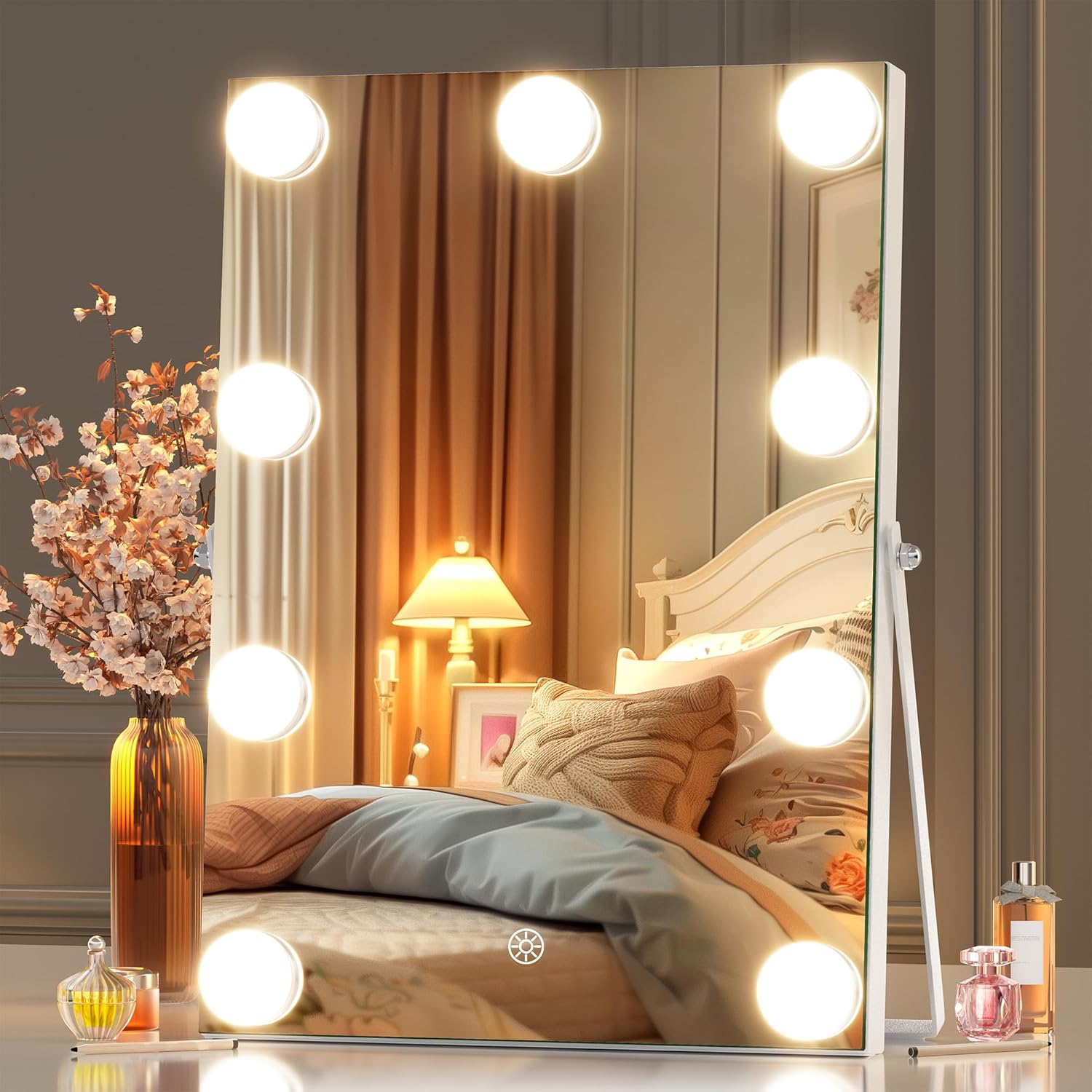 Hasipu Vanity Mirror with Lights, 9.8" x 13.8" Hollywood Mirror, Makeup Mirror w...