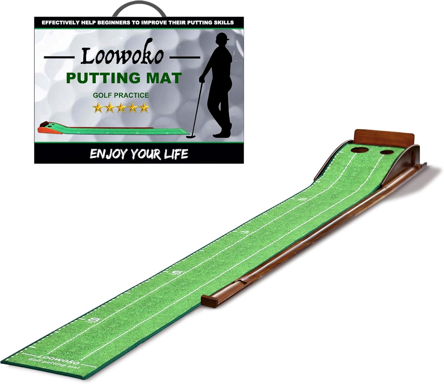 Loowoko Indoor Putting Green with Ball Return, Golf Practice Training Equipment...