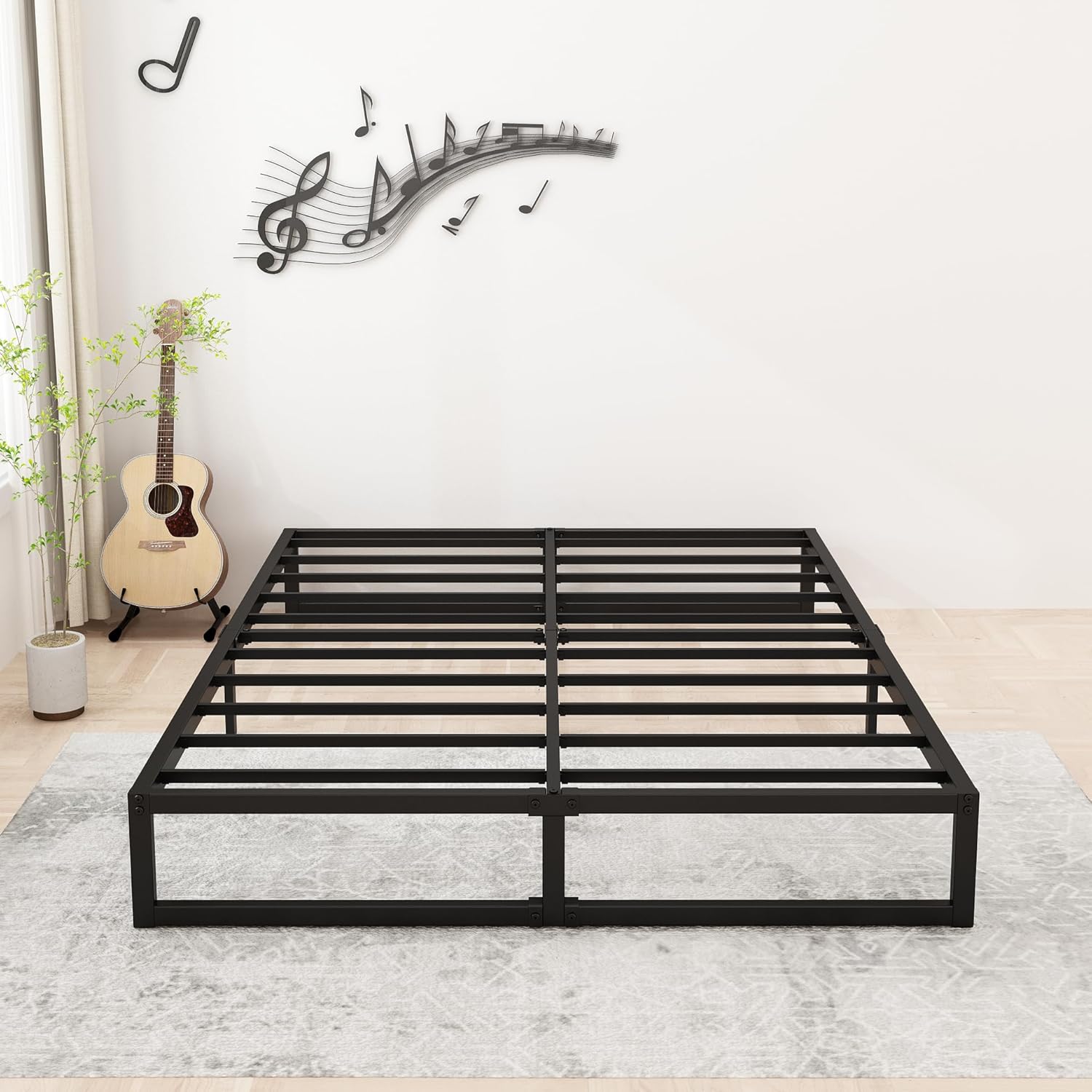 12 Inch King Size Bed Frame Sturdy Mattress Foundation, Heavy Duty Metal Platfor...