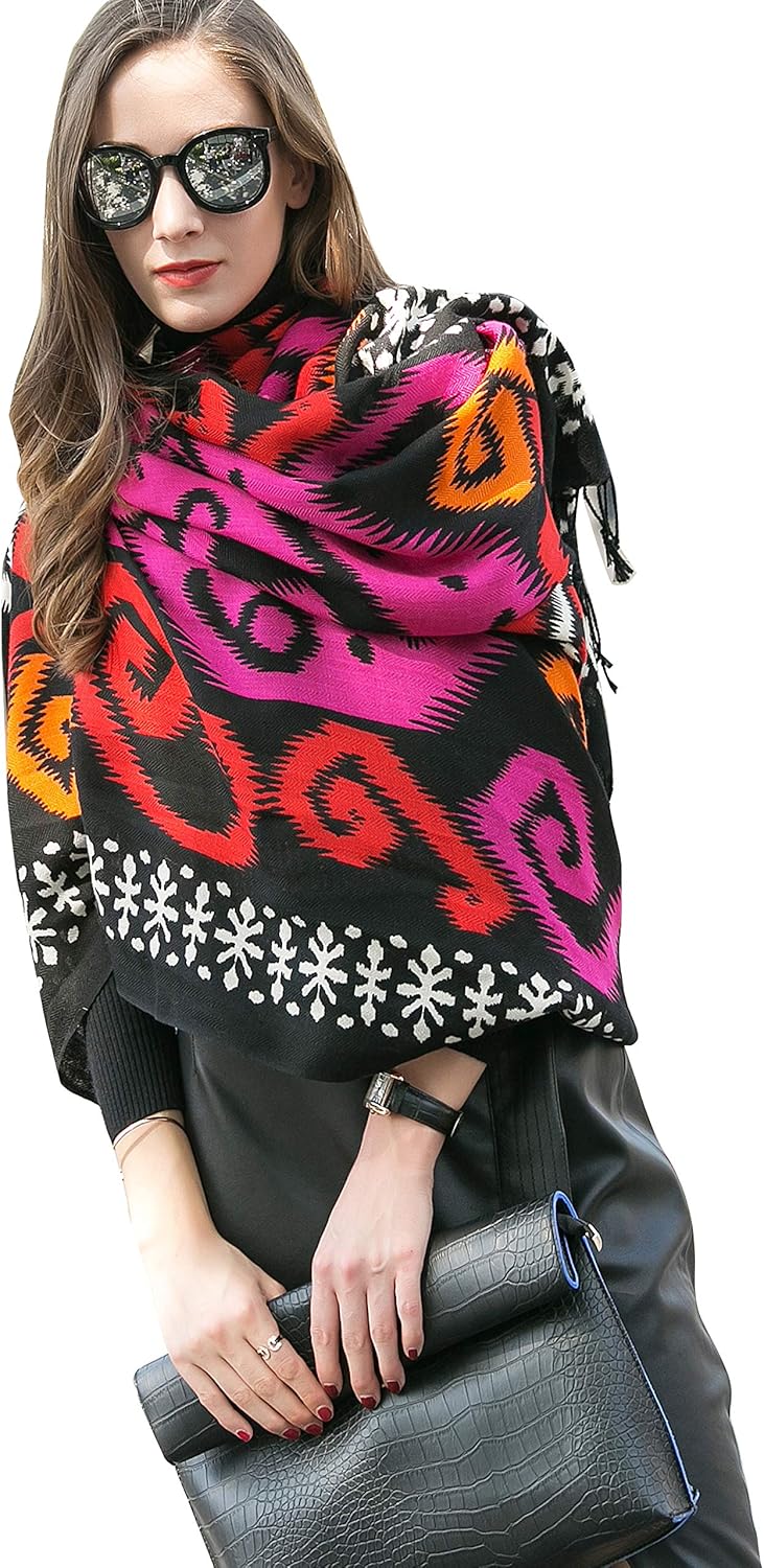 DANA XU 100% Merino Wool Extra Large Pashmina Blanket Travel Scarf Cashmere Wrap...