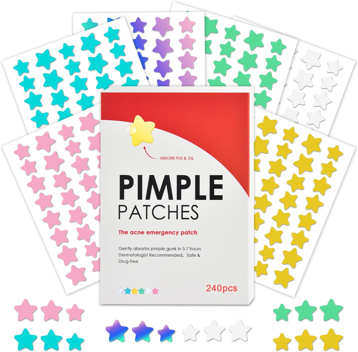 Star 240 Pimple Patches Spot Patches Acne Treatment Absorbing Cover Invisible Bl...