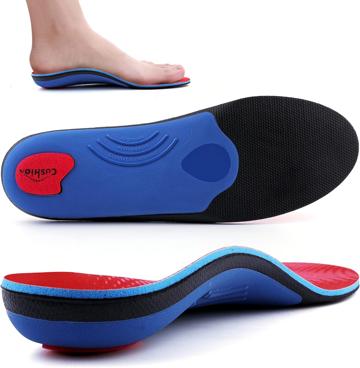 Walkomfy Heavy Duty Support Pain Relief Orthotics - 210+ lbs Plantar Fasciitis H...