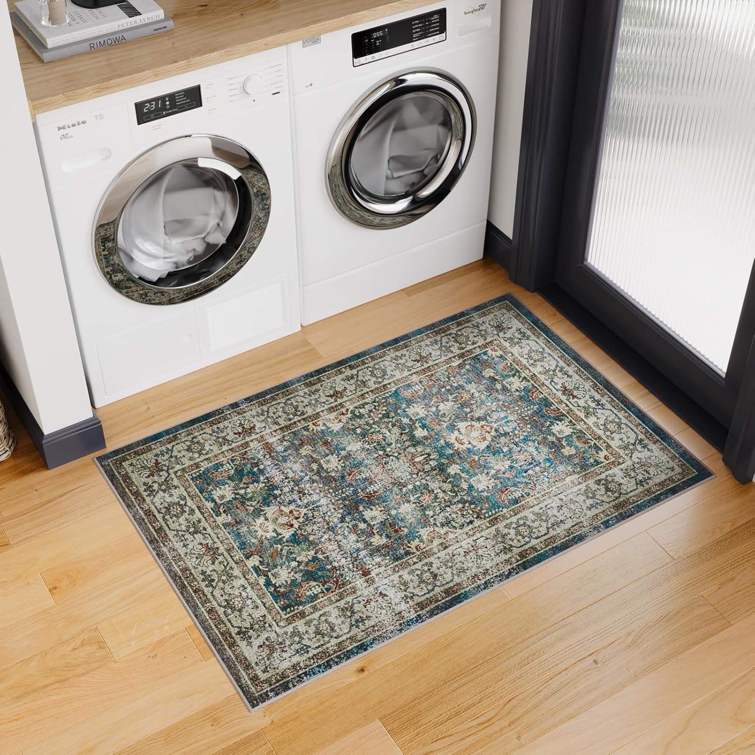 Dripex Vintage Washable Area Rug - 2x4 Indoor Door Mat Oriental Medallion Accent...