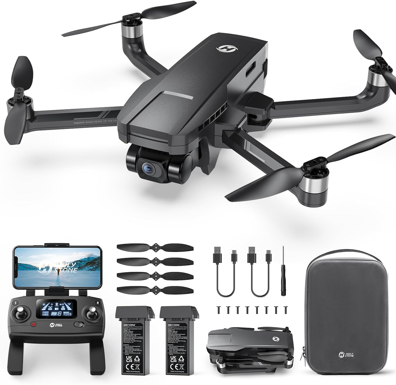 Holy Stone HS720G 2-Axis Gimbal Drones with 4K EIS Camera, 2 Batteries 52-Min Fl...