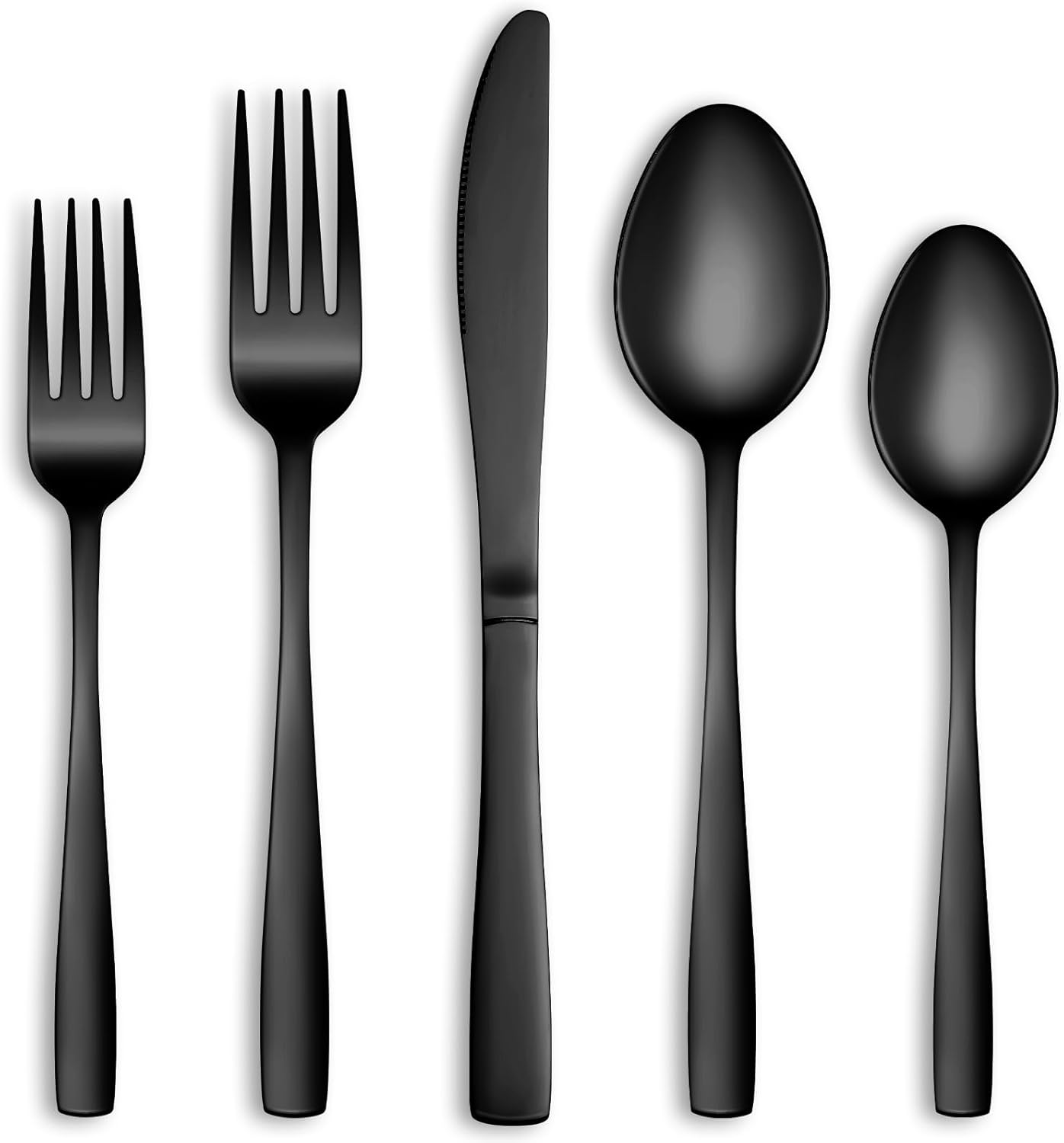 60 Pcs Black Silverware Set, Stainless Steel Flatware Set Service for 12, Mirror...