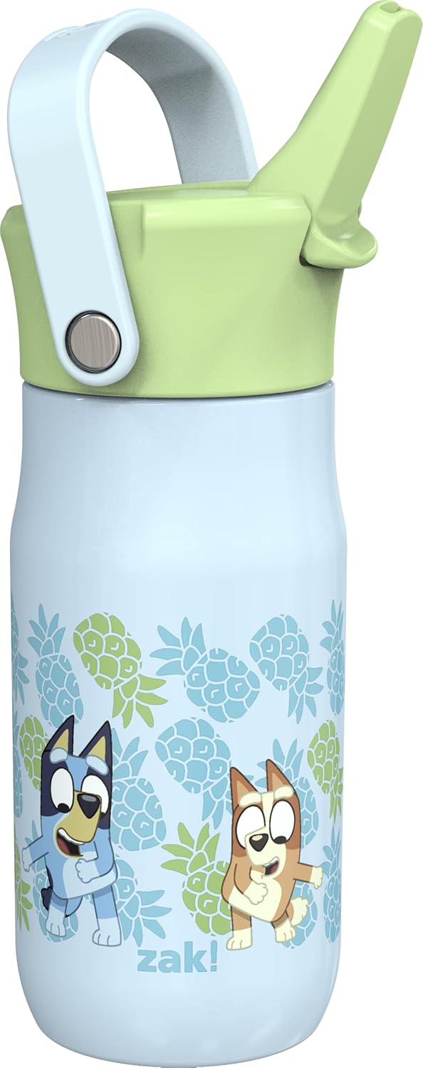 Zak Designs Harmony Bluey Kid Water Bottle for Travel or At Home, 14oz Recycled...