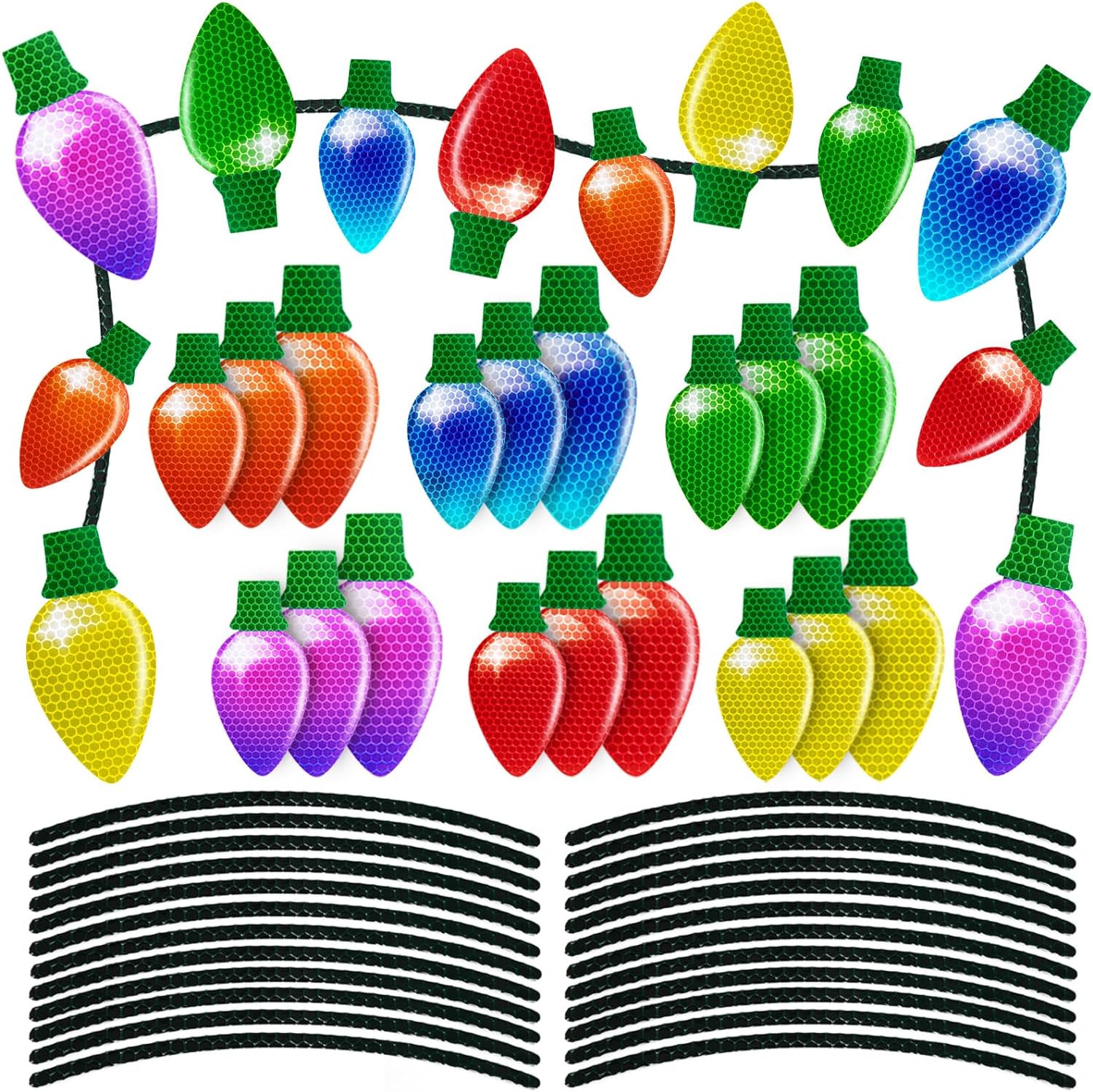90PCS Christmas Car Refrigerator Decorations - 42 Reflective Bulb Light Shaped M...