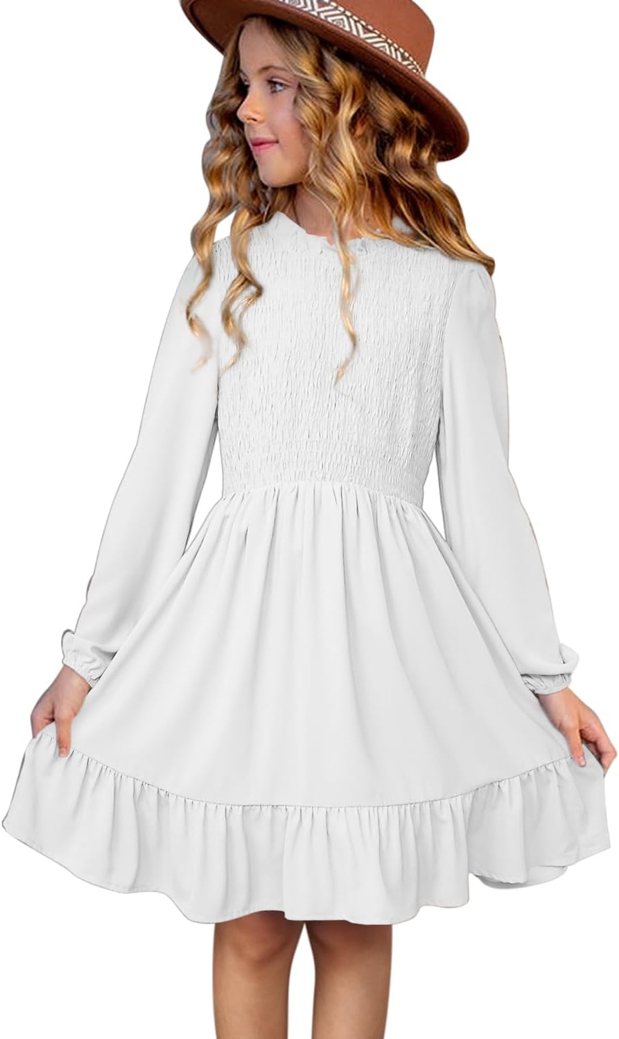 blibean Tween Girls One-Shoulder Dresses Size 6-15 Years Old 4-5T B White