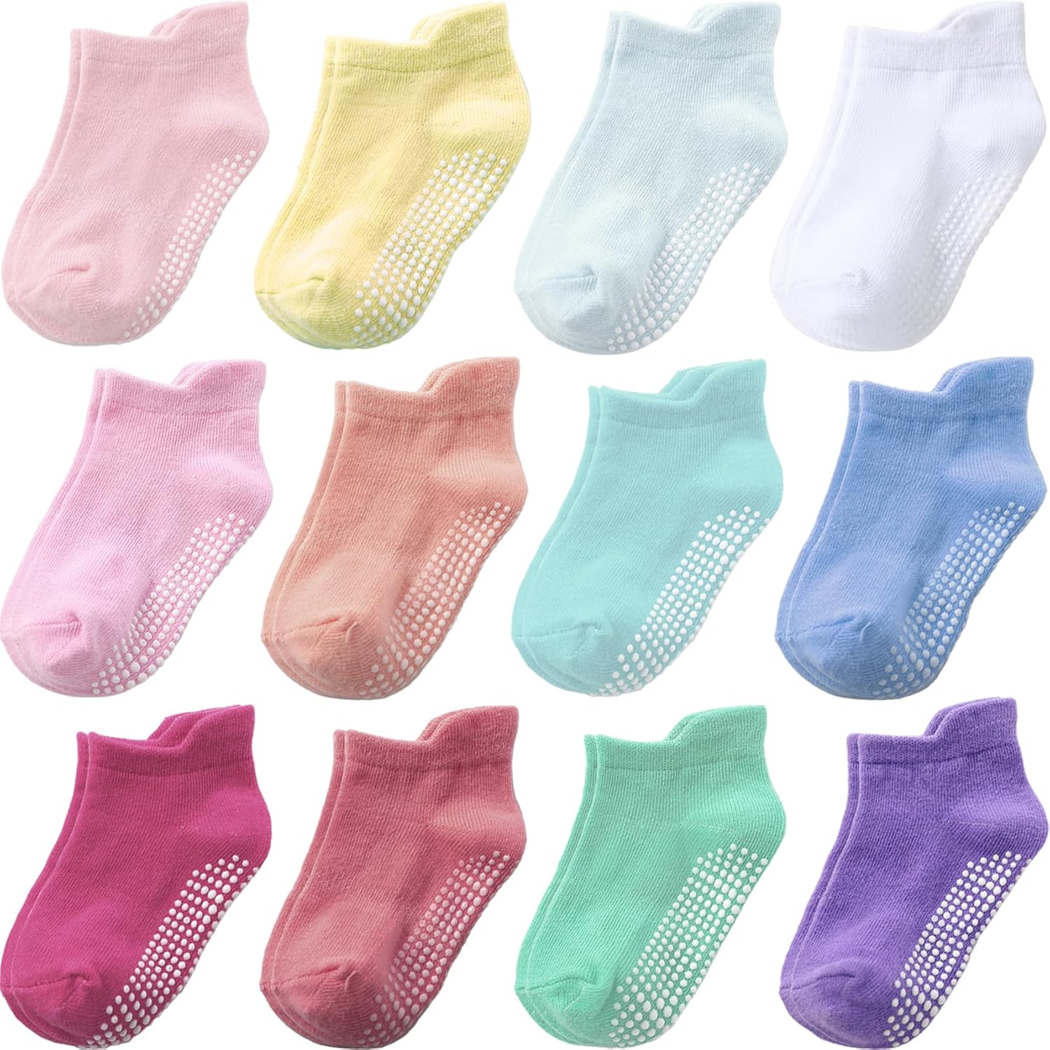 Baby Toddle Socks Grip Non Slip Boys Girls Cotton Socks 12 Pack for Kids Ankle C...