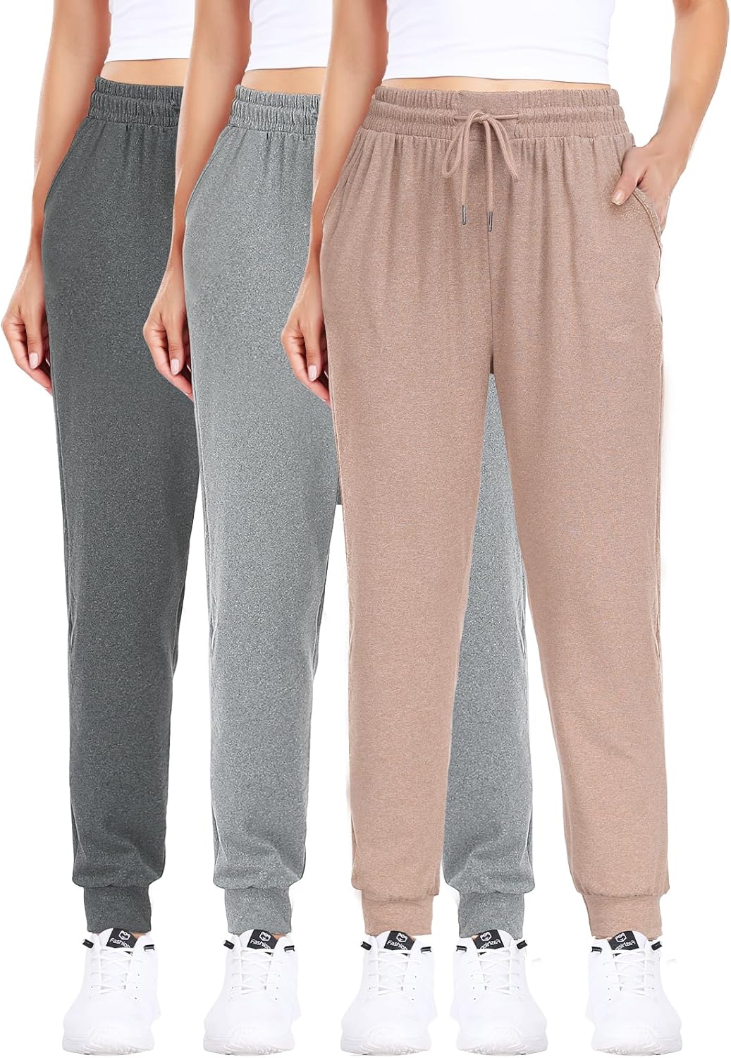 ZENEX 3 Pack Joggers for Women & Women's Sweatpants with Pockets, for Running Yo...