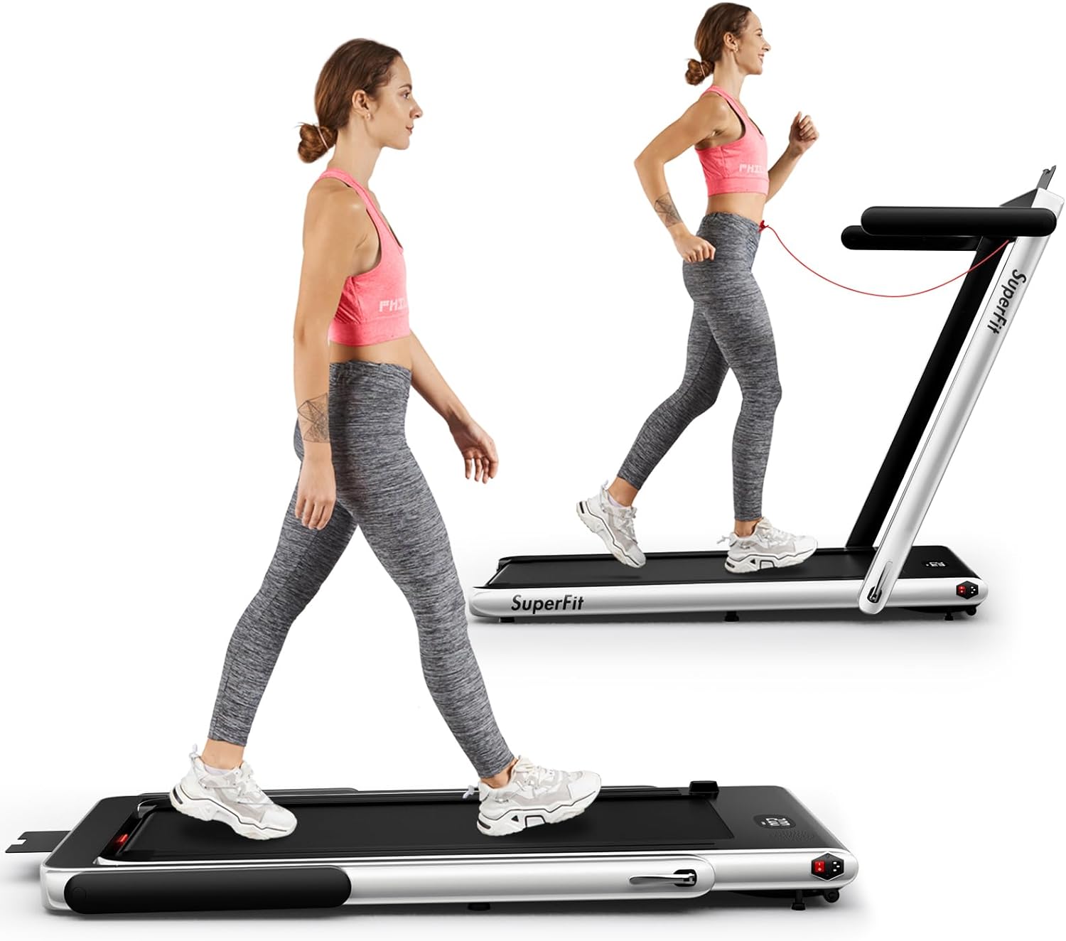 Goplus 2 in 1 Folding Treadmill, 2.25HP Superfit Under Desk Electric Treadmill,...
