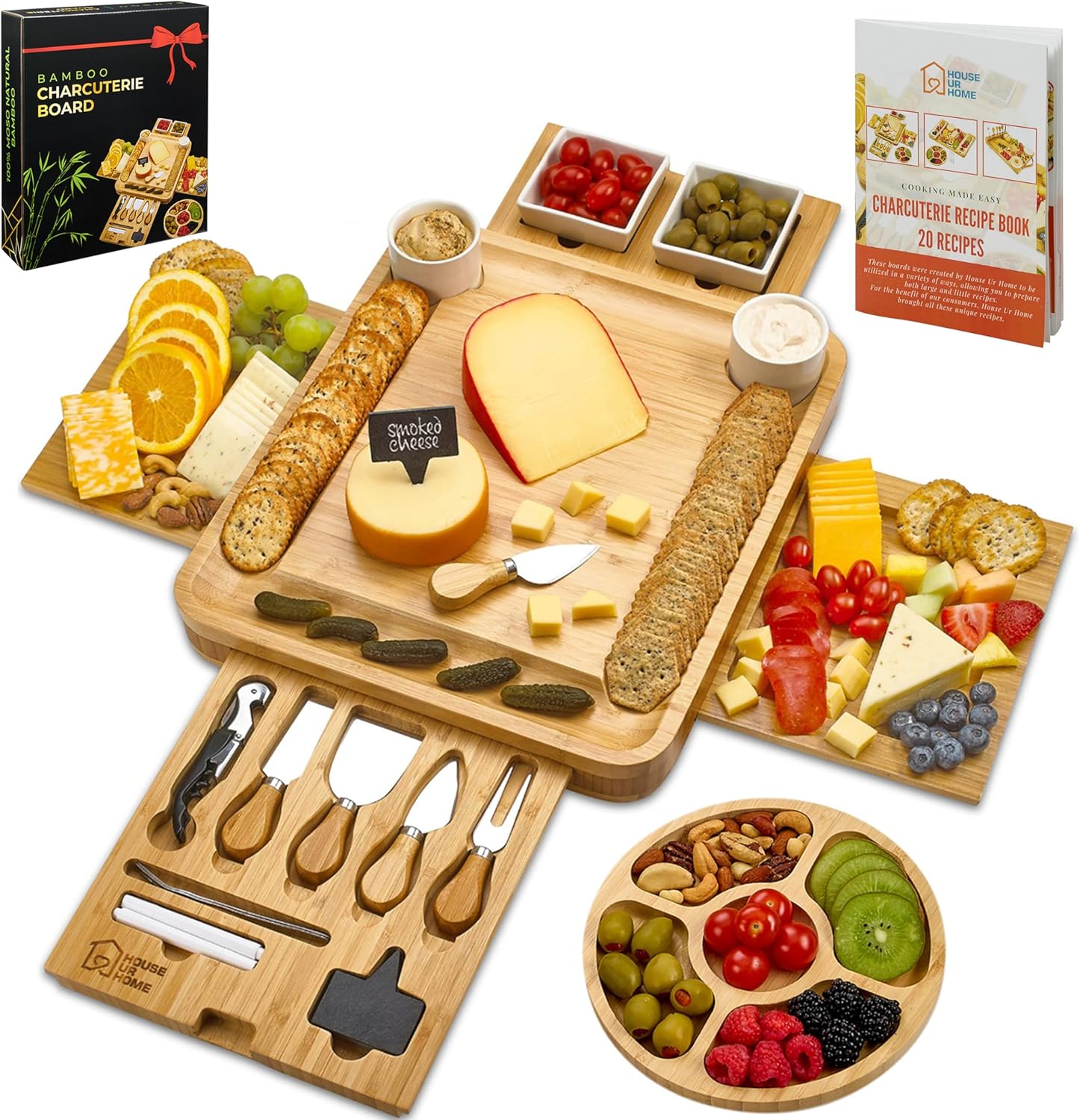 Large Charcuterie Board Set - Bonus Recipe Book -...