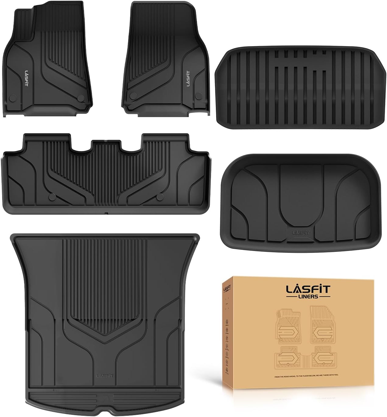 LASFIT Floor Mats for Tesla Model Y 5 Seat 2025 2024 2023 2022 2021 2020, Custom...